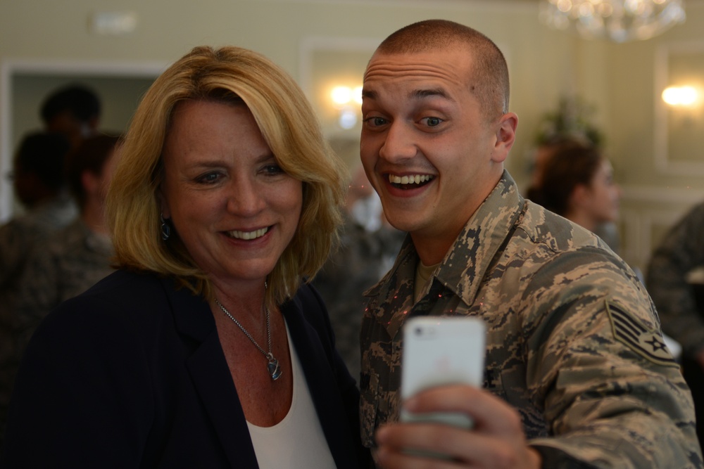 Secretary of the Air Force Deborah Lee James visits 501st Combat Support Wing Airmen