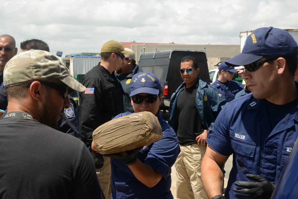 Coast Guard interdicts 3,591 pounds of marijuana, detains 5 suspected smugglers in the Caribbean Sea