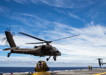 AH-64E landing qualifications on USS Peleliu, RIMPAC 2014