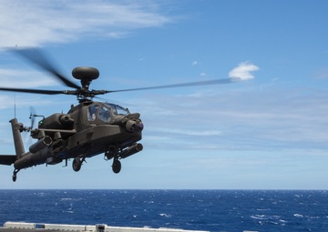 AH-64E landing qualifications on USS Peleliu, RIMPAC 2014
