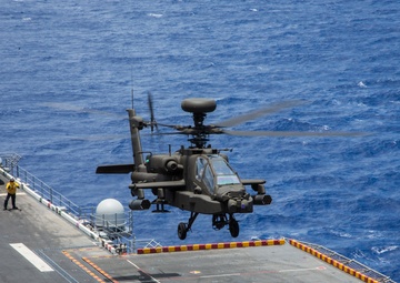 AH-64E landing qualifications on USS Peleliu, RIMPAC 2014