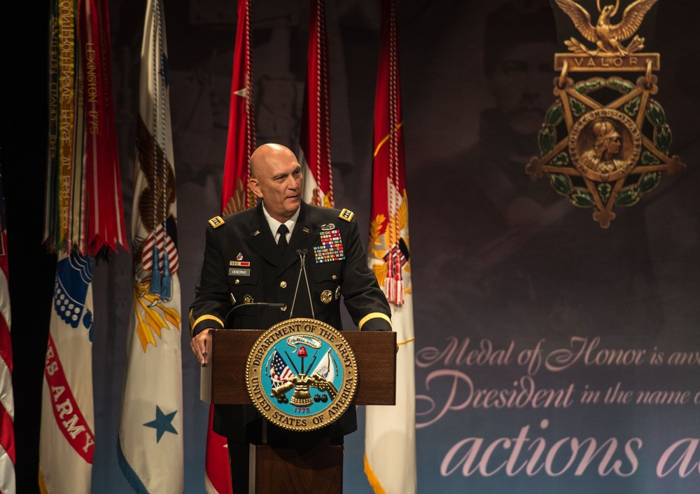 Medal of Honor Recipient former Staff Sgt. Ryan Pitts, Hall of Heroes Induction Ceremony