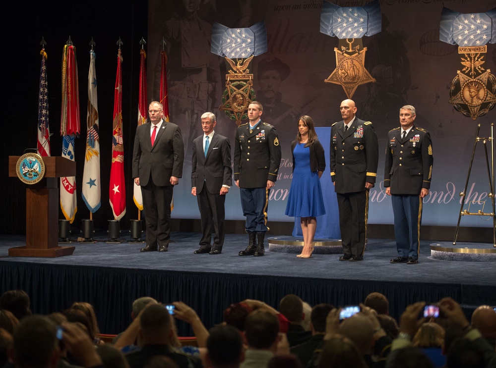 Medal of Honor Recipient former Staff Sgt. Ryan Pitts, Hall of Heroes Induction Ceremony