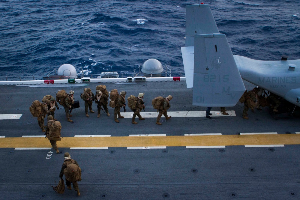 Marines, Sailors launch to conduct first mission ashore from USS America
