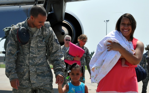 A welcome home walk with family