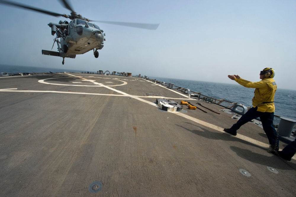 USS Arleigh Burke flight deck operations