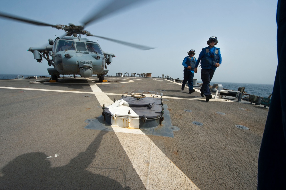 USS Arleigh Burke flight deck operations