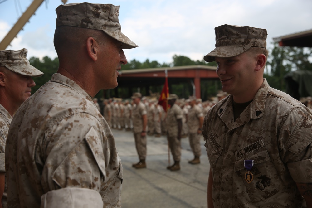 Camp Lejeune Marine receives Purple Heart