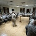 CJTF-HOA senior enlisted leader speaks to students during Corporal's Leadership Course Class Mess Night