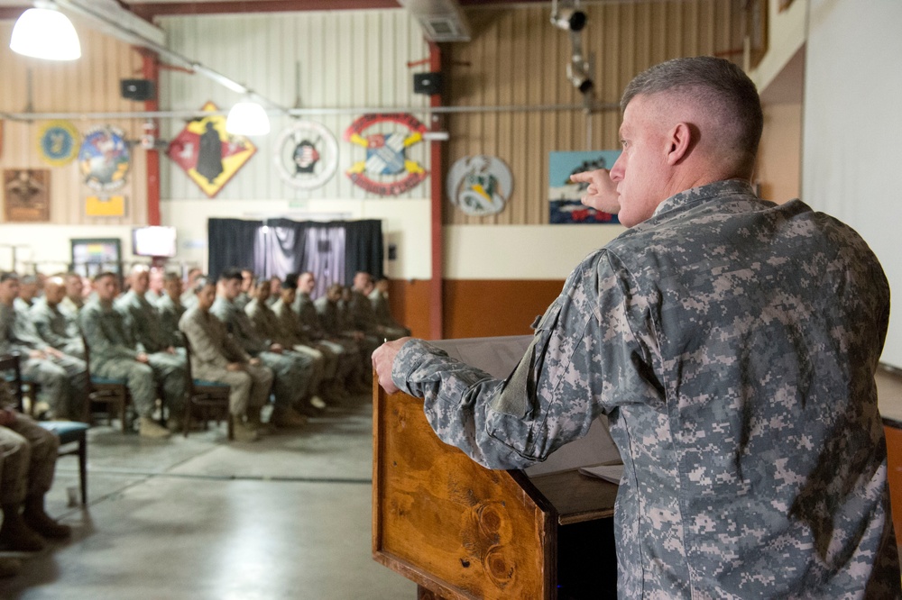 CJTF-HOA commanding general speaks to graduates of the Corporals Leadership Course