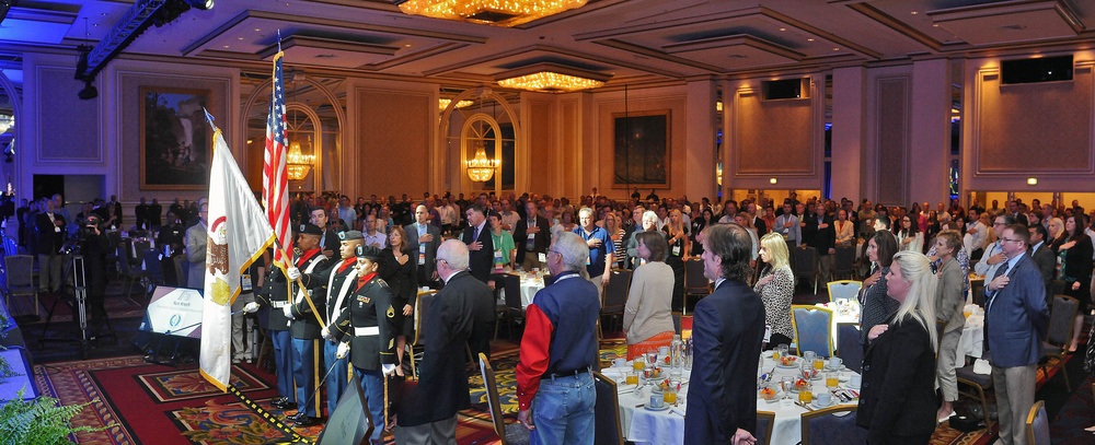 Army Reserve Soldiers present the colors during convention in Chicago