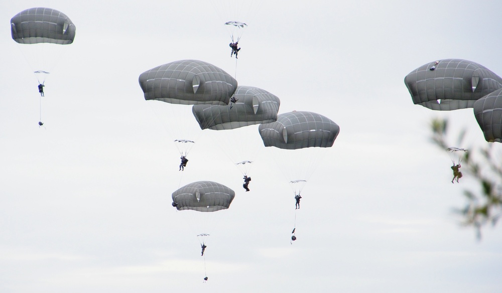 Spartan paratroopers practice combat jump