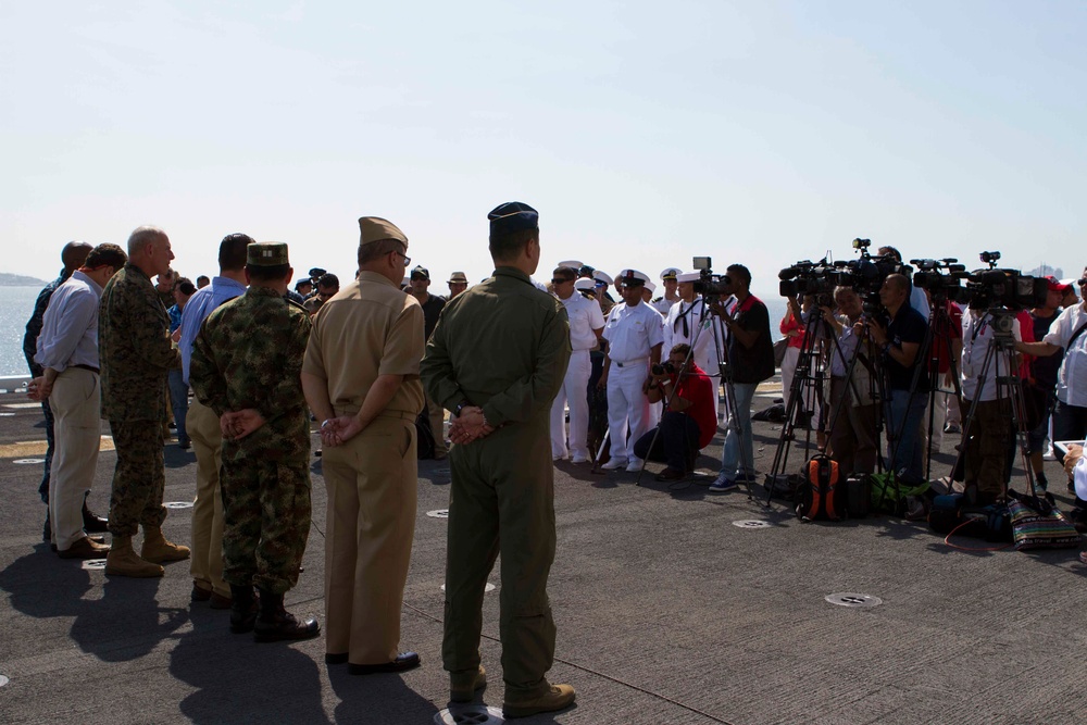 USS America holds press conference in Cartagena