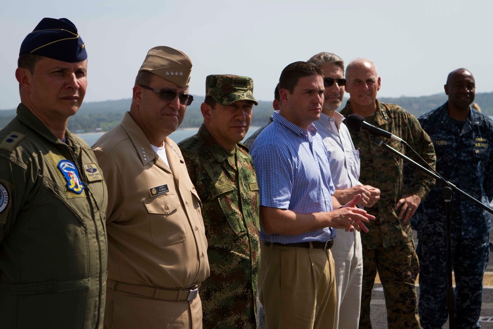 USS America holds press conference in Cartagena
