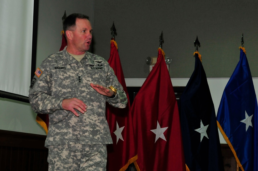 Lt. Gen. Wiggins gives a briefing on the overall scope of Vibrant Response