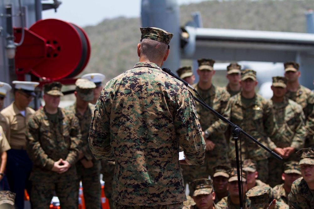 U.S. Marine Corps Forces, South Commander Speaks to Marines of SPAMGTF-South