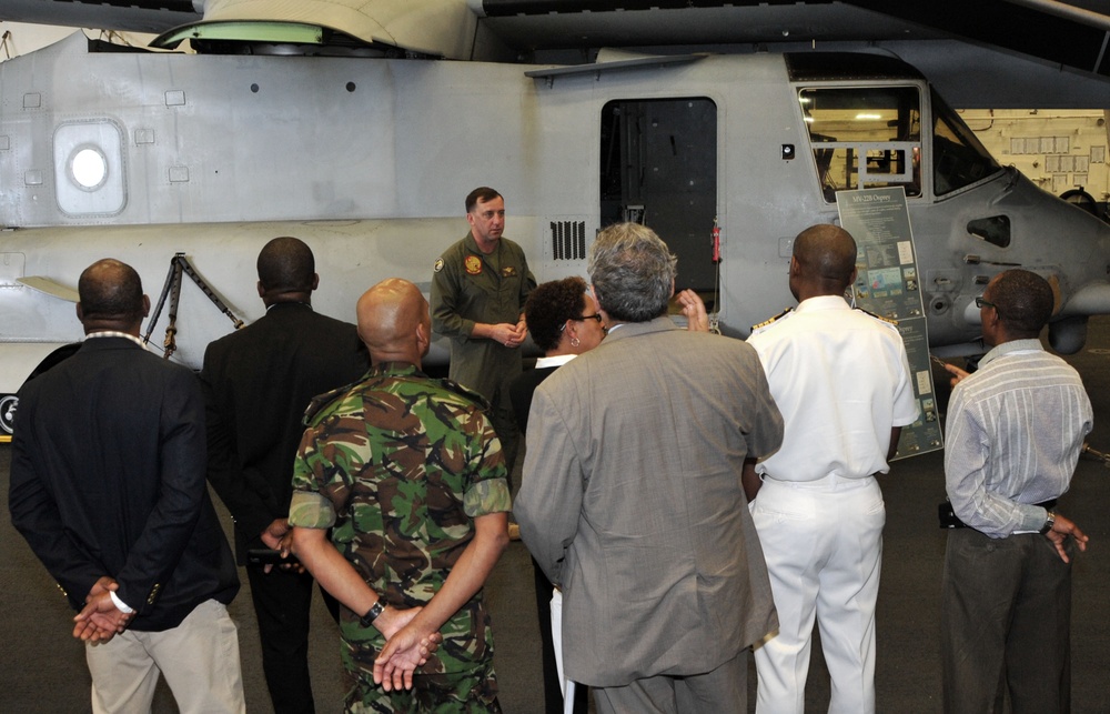 Distinguished visitors from Trinidad and Tobago visit USS America