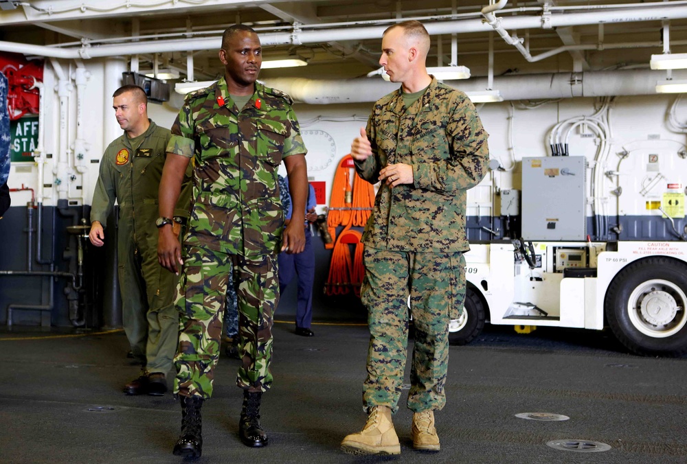 Diplomats, military leaders, distinguished guests from Trinidad tour USS America