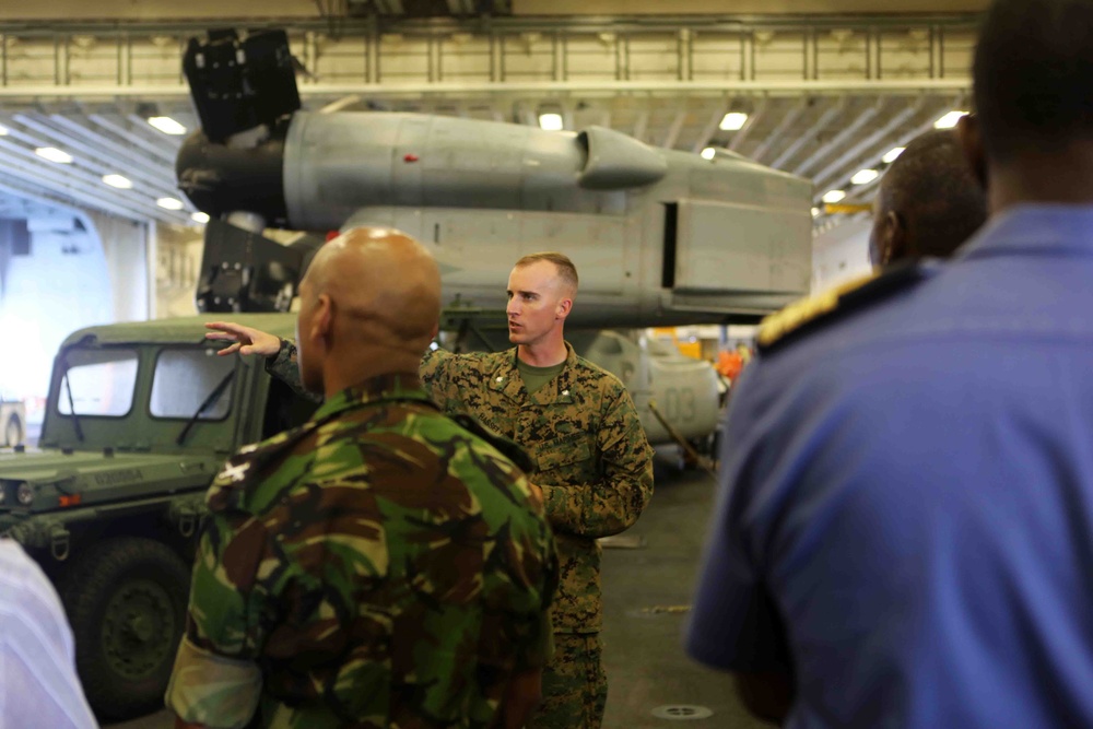 Diplomats, military leaders, distinguished guests from Trinidad tour USS America