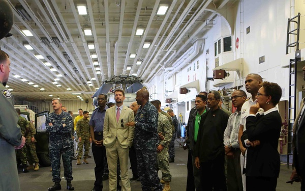 Diplomats, military leaders, distinguished guests from Trinidad tour USS America