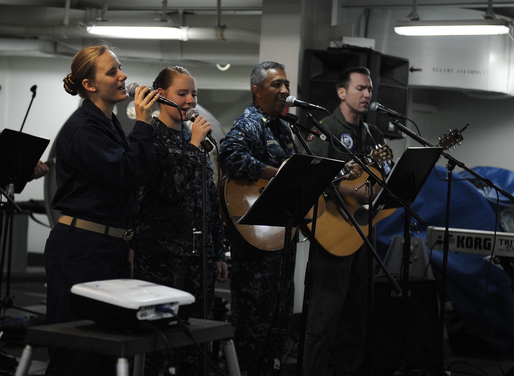 USS Ronald Reagan worship service