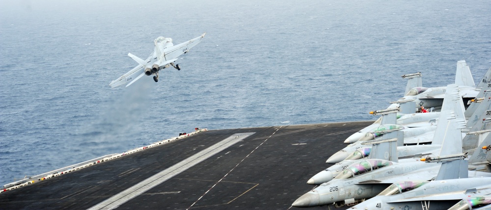 USS George H.W. Bush flight deck operations