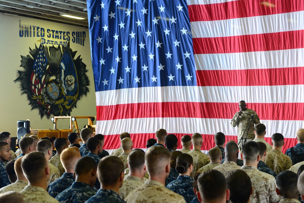 US Central Command commander visits USS Bataan