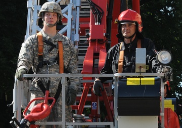Local Polish fire fighters train paratroopers