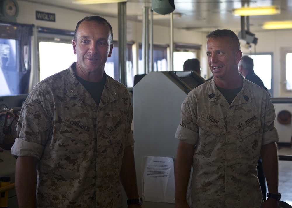 2nd MLG Commanding General and Sgt. Maj. visit S.S. Wright