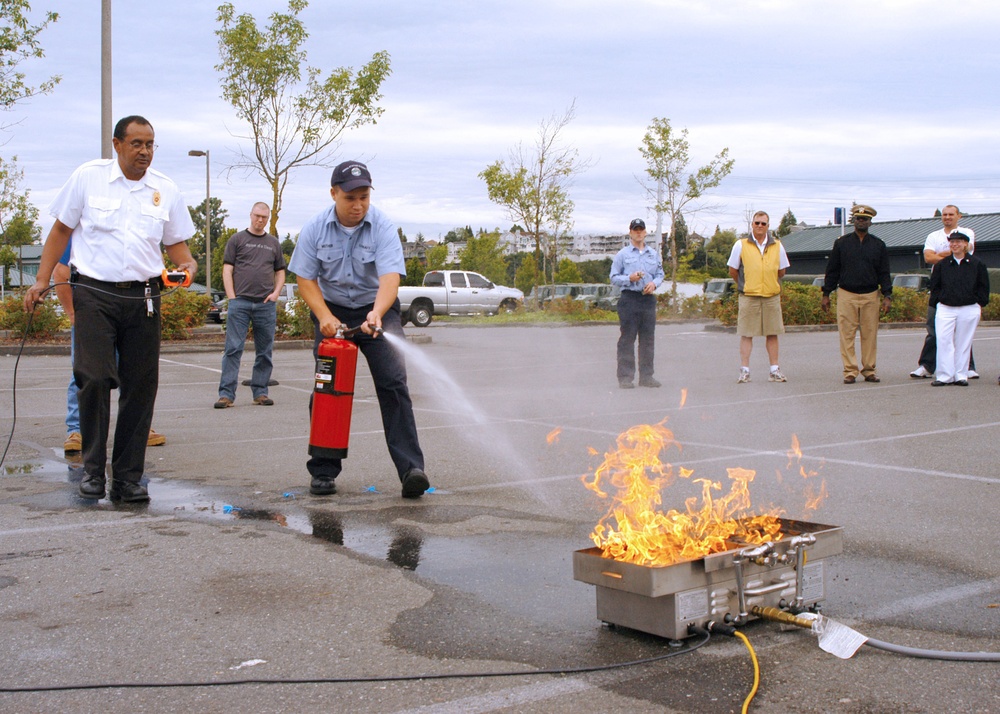 Simulated fire suppression drill