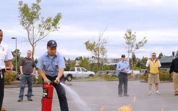 Simulated fire suppression drill