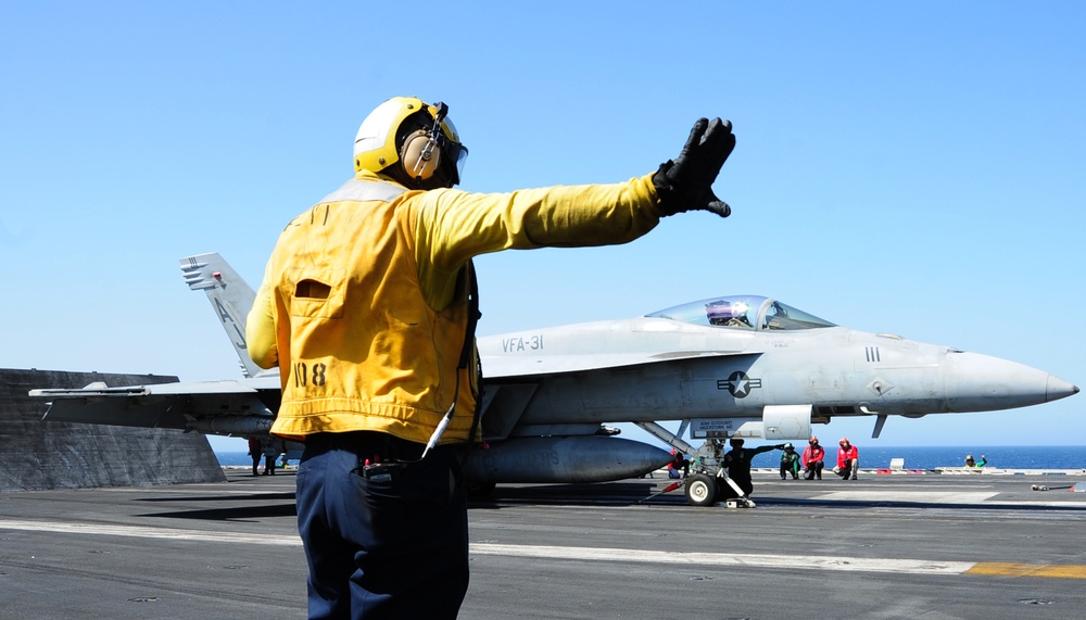 USS George H.W. Bush flight deck operations