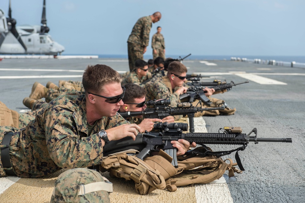 Live-fire weapons training aboard USS America