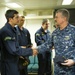 Brazilian naval officers and marines aboard USS America