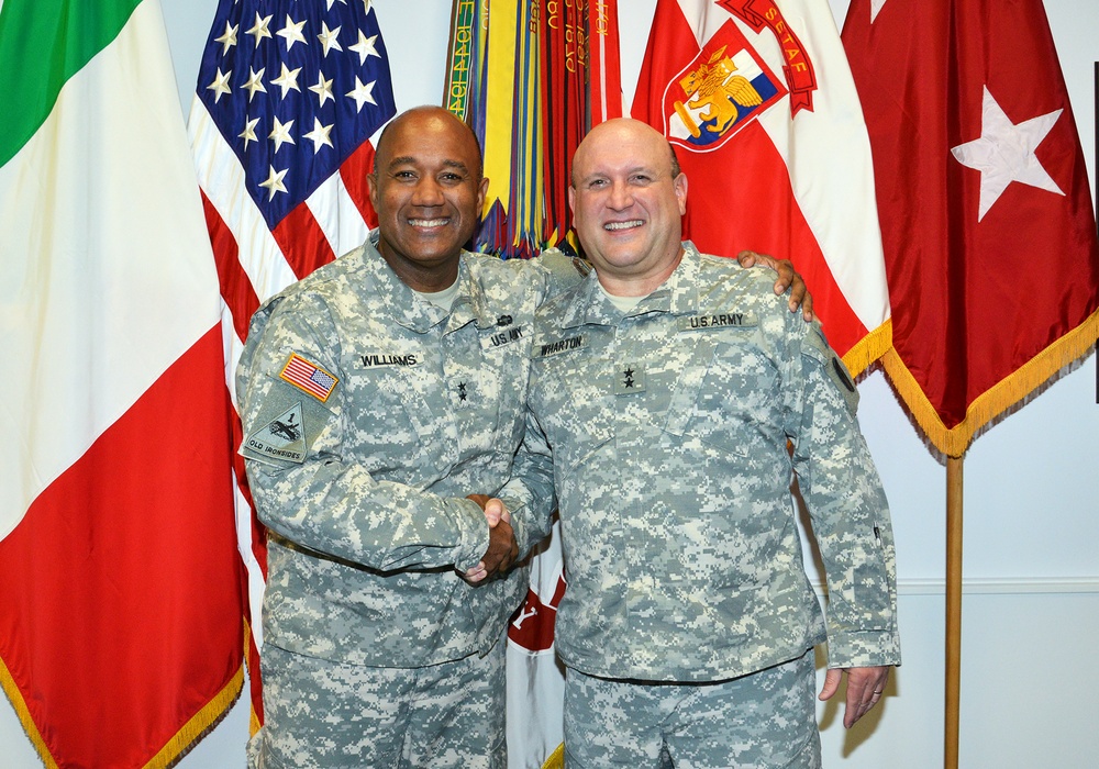 Maj. Gen. John F. Wharton visited at Caserma Ederle in Vicenza, Italy