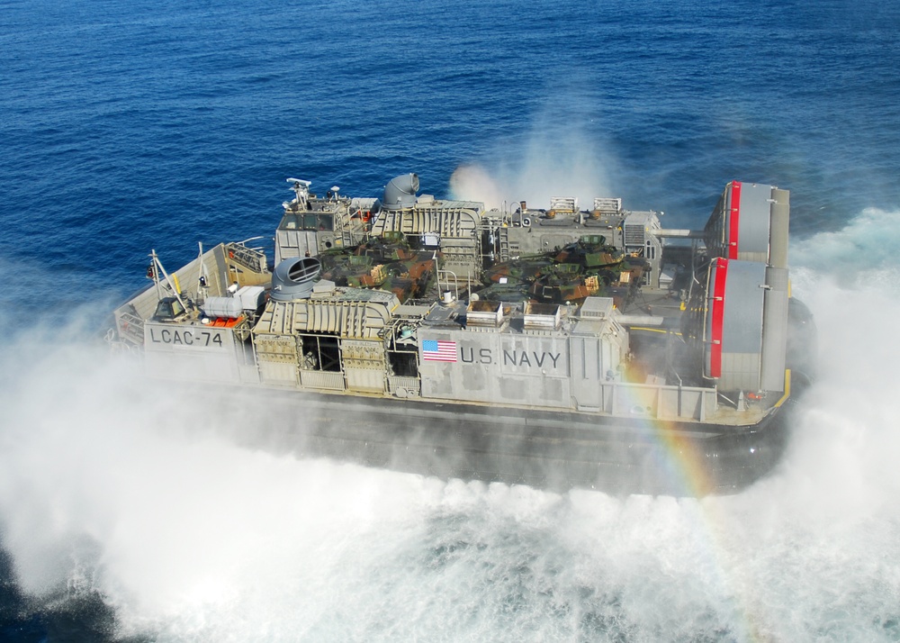 LCAC exits well deck of USS Peleliu