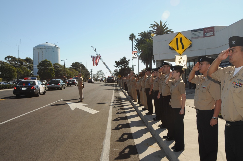 Saluting fallen soldier