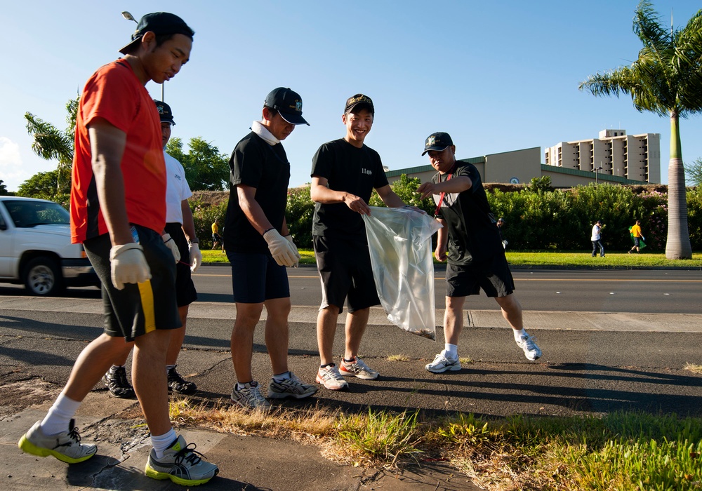 Japanese Sailors organized base cleanup