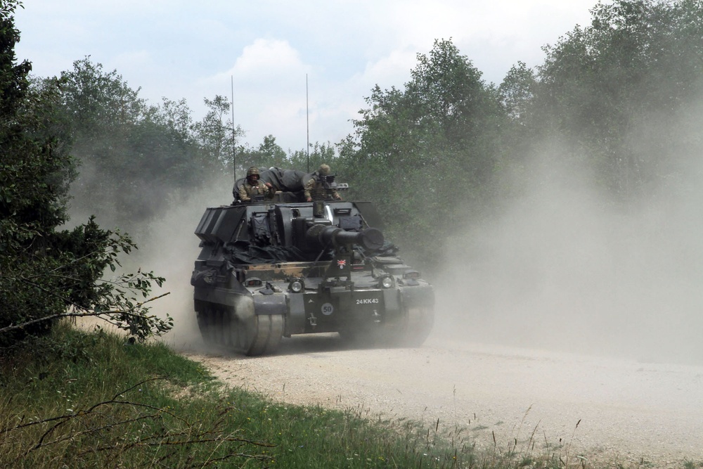 British army artillery regiment conducts live-fire exercise at Grafenwoehr