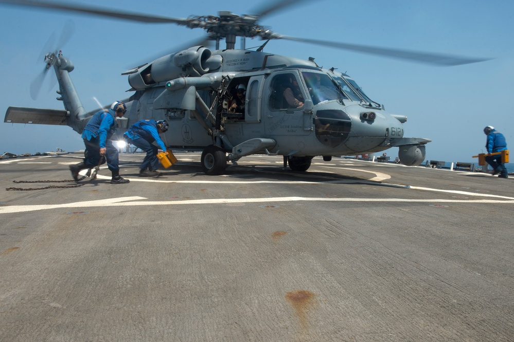 USS Arleigh Burke flight deck operations