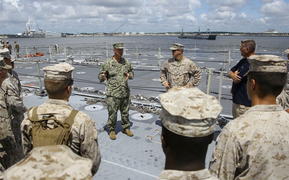 Marines tour Navy vessel