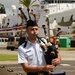 Coast Guard bagpiper performs during Honolulu ceremony