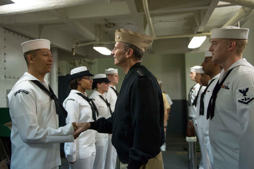 CNO, MCPON visit USS John C. Stennis