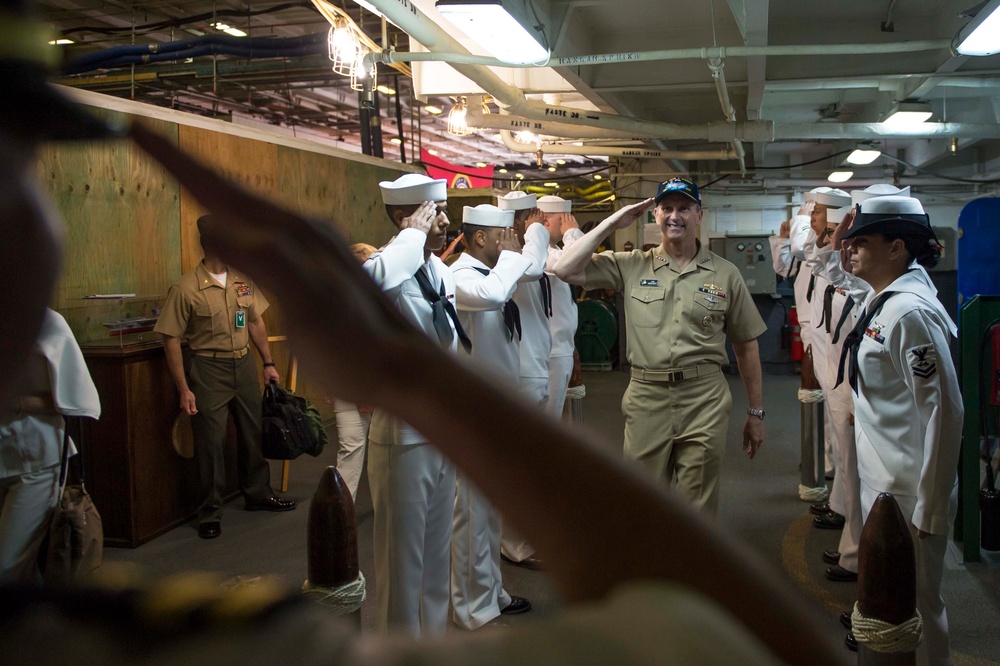 CNO, MCPON visit USS John C. Stennis