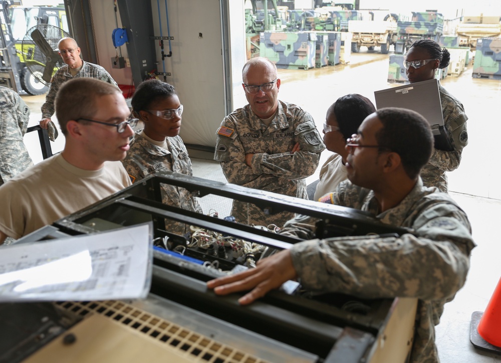 Command Sgt. Maj. Brunk W. Conley visits with Georgia National Guard Soldiers