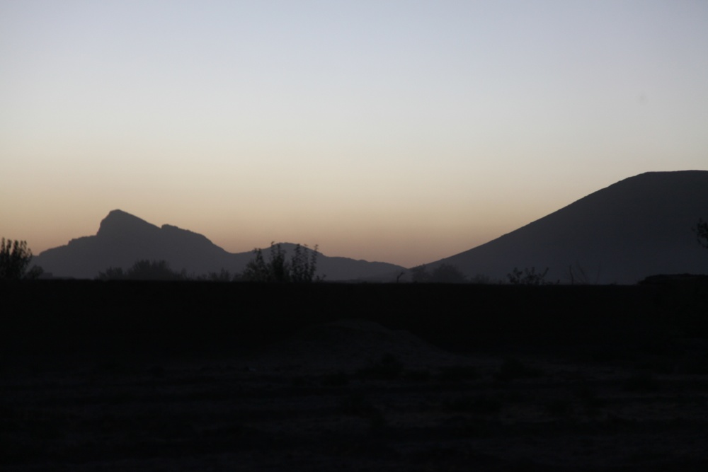 Sunset over the mountains near Pir Muhammad School