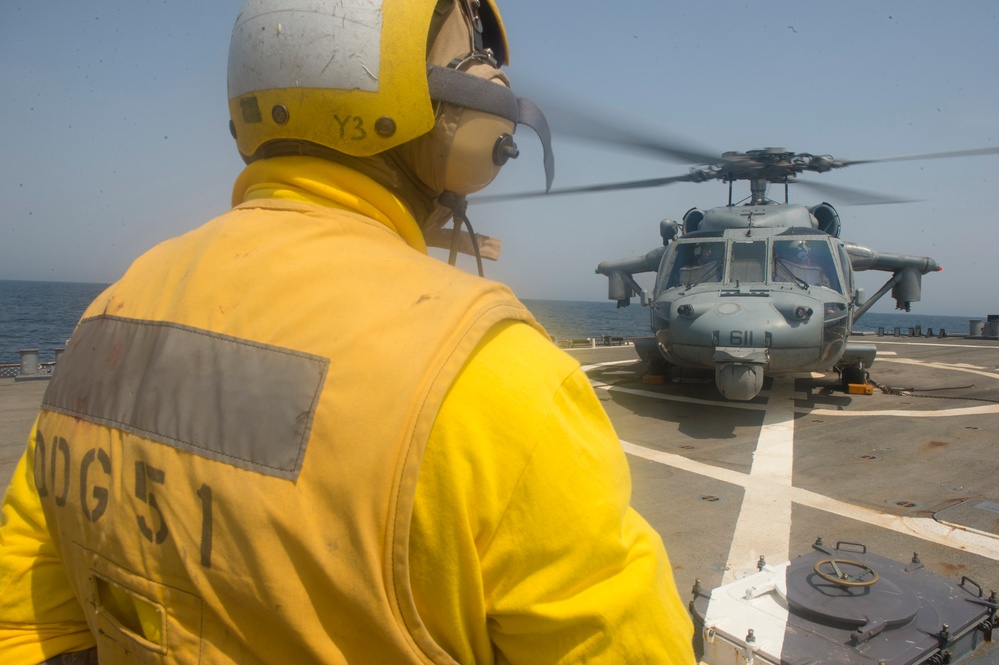 USS Arleigh Burke flight deck operations