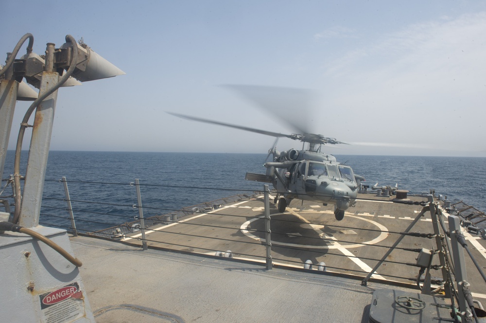 USS Arleigh Burke flight deck operations