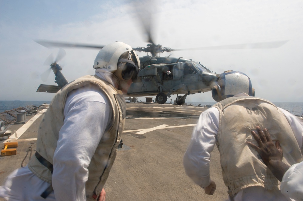 USS Arleigh Burke flight deck operations