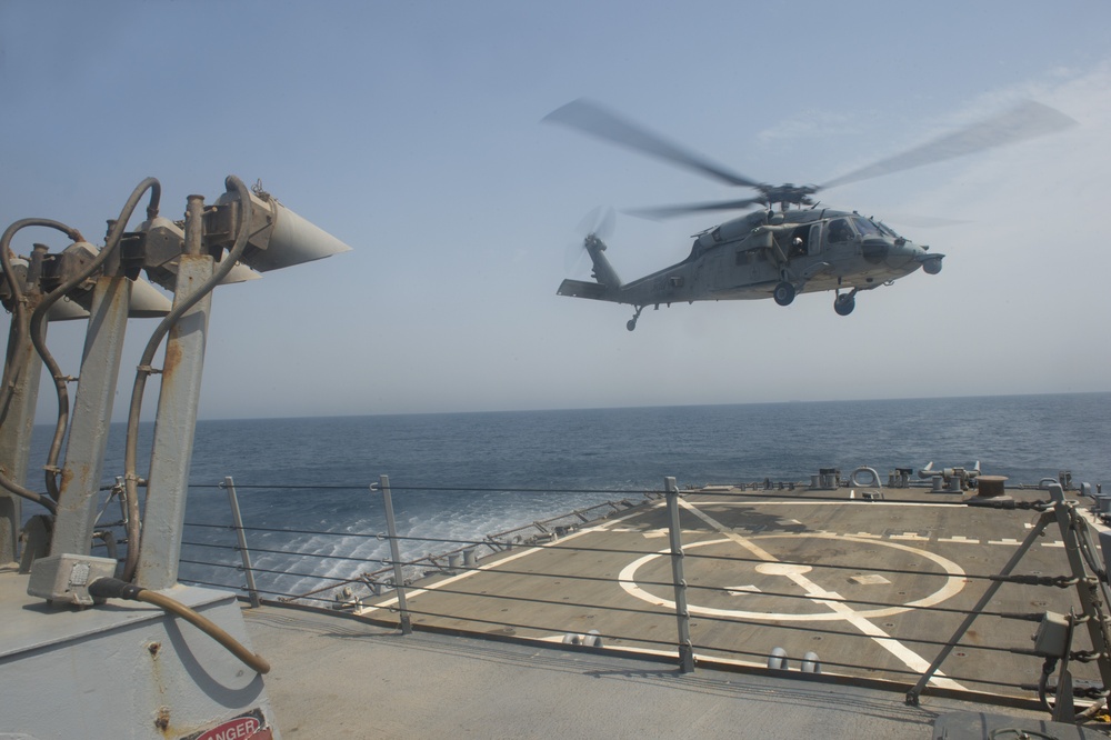 USS Arleigh Burke flight deck operations